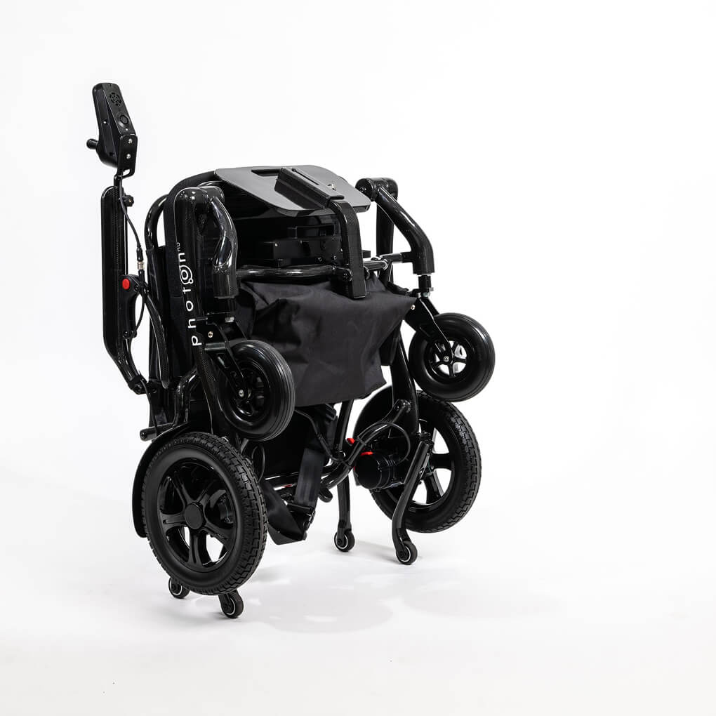 A folded Photon HD mobility scooter
